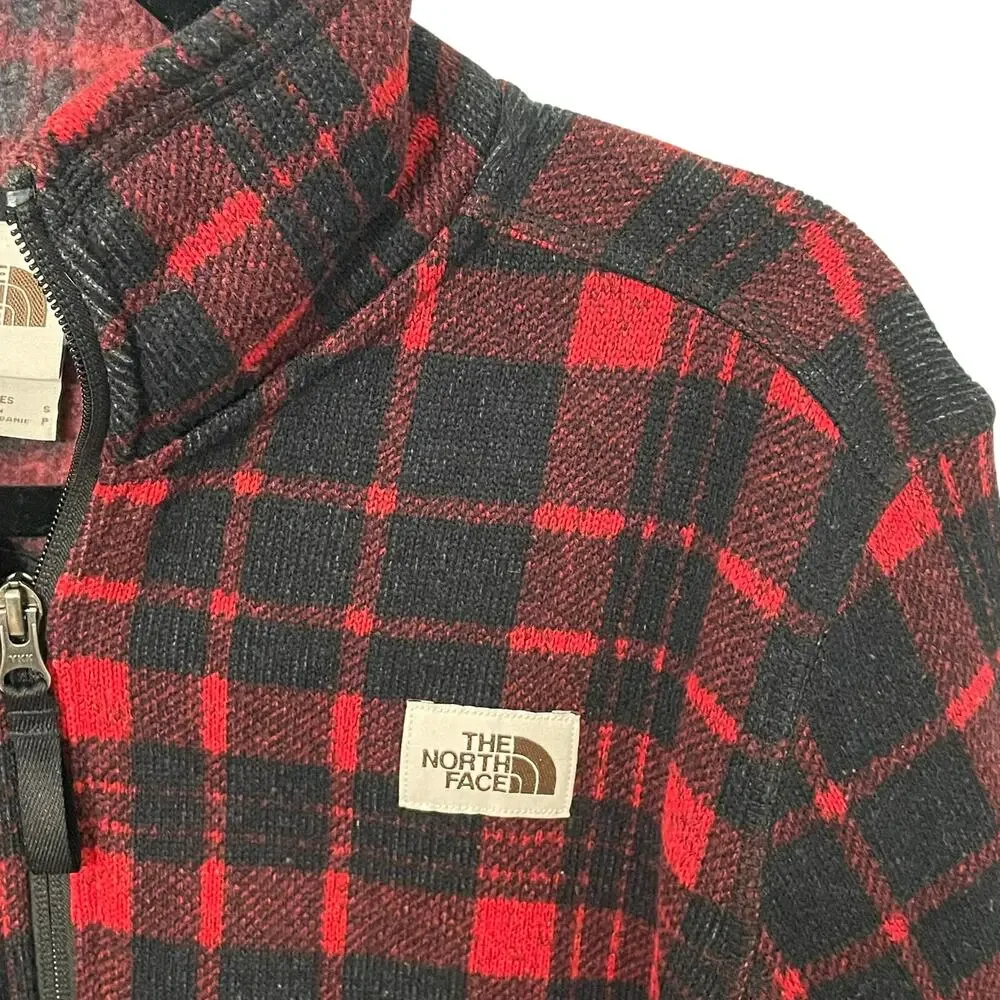 The North Face Mens Fleece S 1/4 Zip Red Buffalo Plaid Gordon Lyons